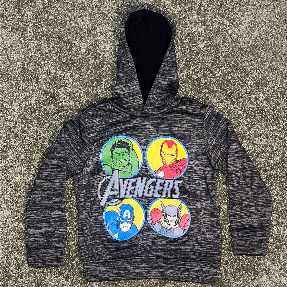 Marvel Avengers Charcoal Hoodie with Colorful Characters